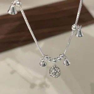 lắc chân bạc đính charm chuông mảnh mai sang trọng cho nữ