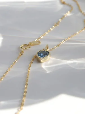 dây chuyền mặt tim đá xanh thiết kế tinh tế mạ vàng