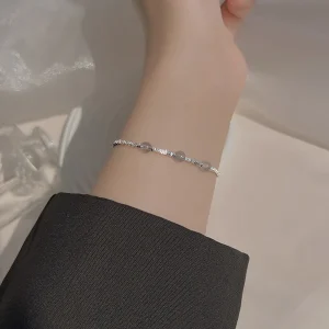 vòng tay đá thạch anh bạc 925 thiết kế tinh tế, hạt đá trong suốt, phong cách thanh lịch – silver quartz bracelet